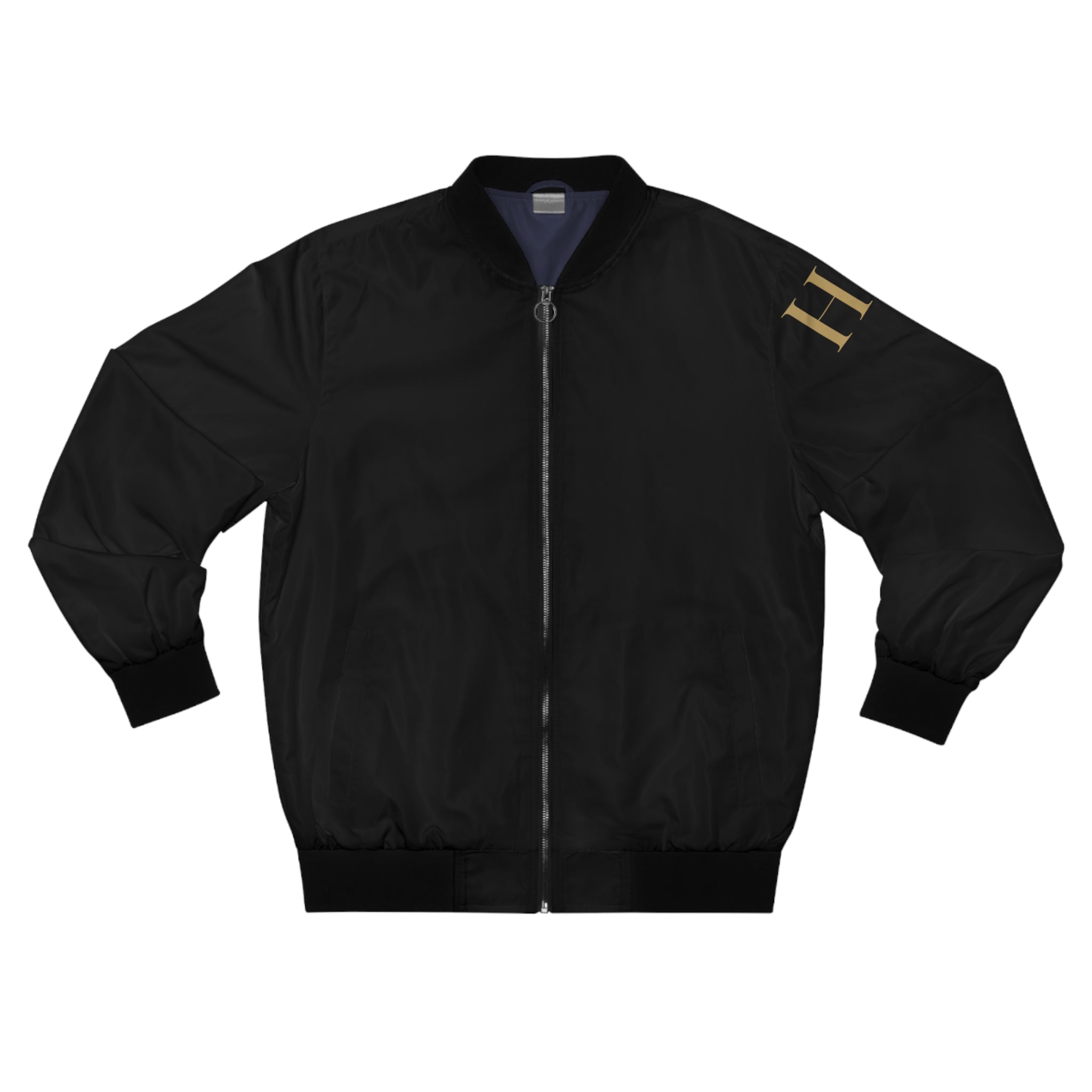 Black Bomber Jacket, Gold HR