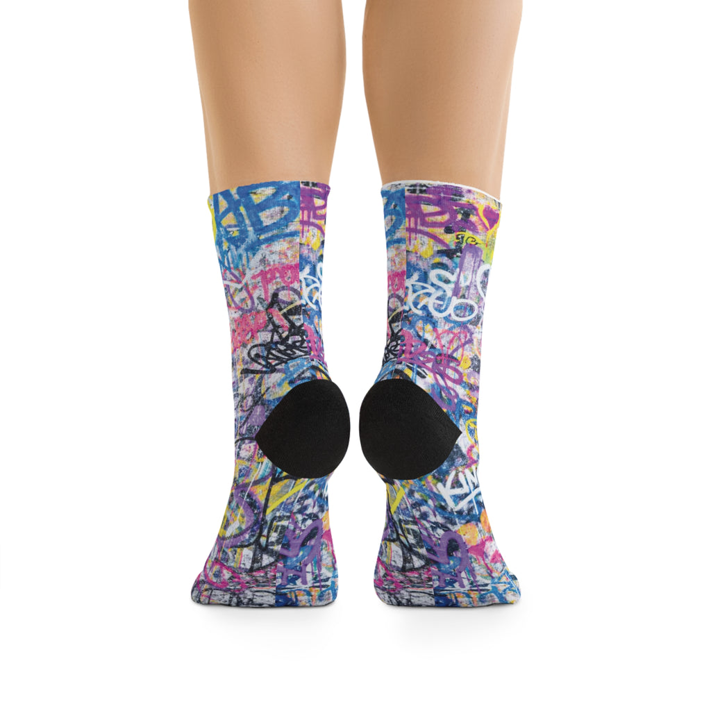 Graffiti Smiley Socks, Purple