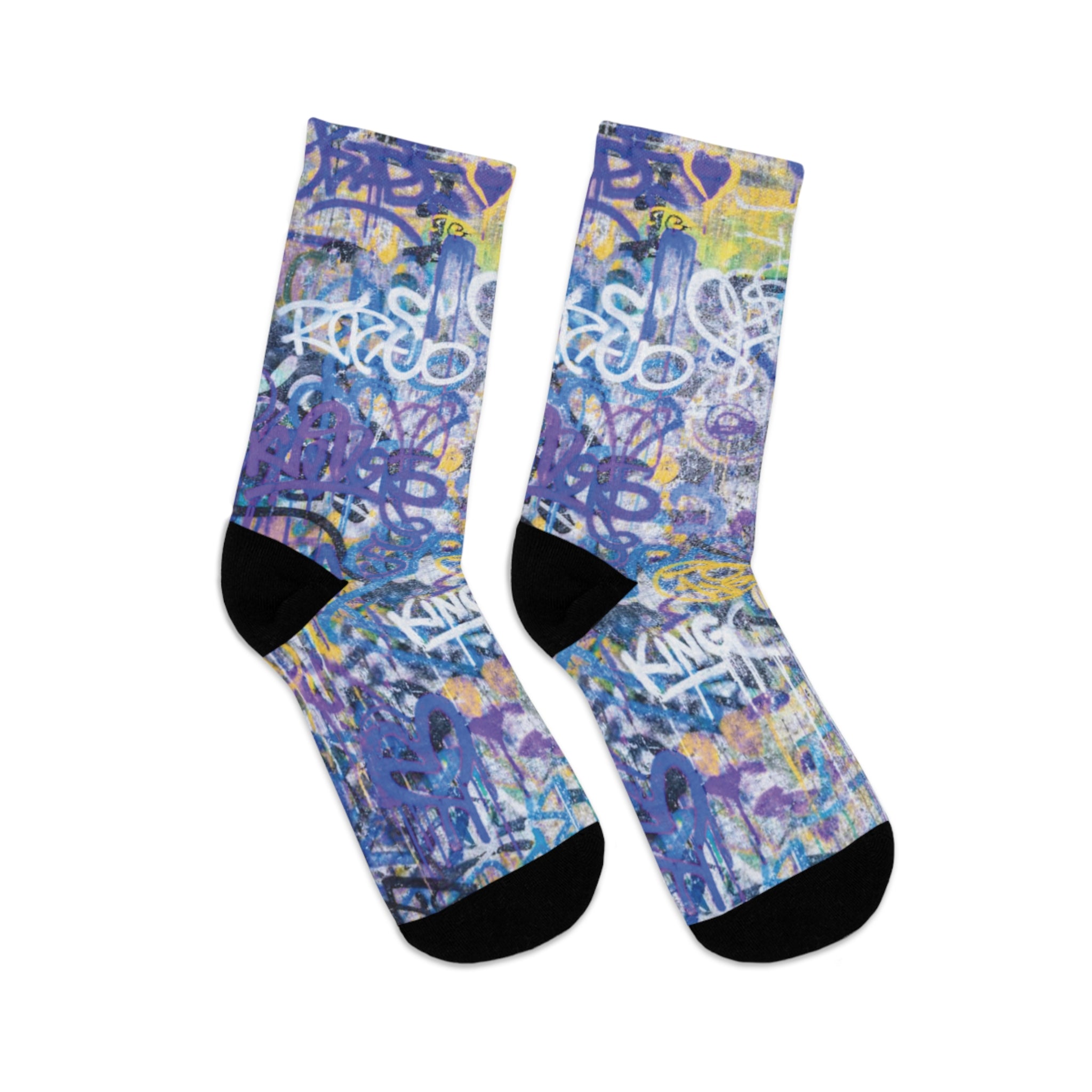 Graffiti Smiley Socks, Blue